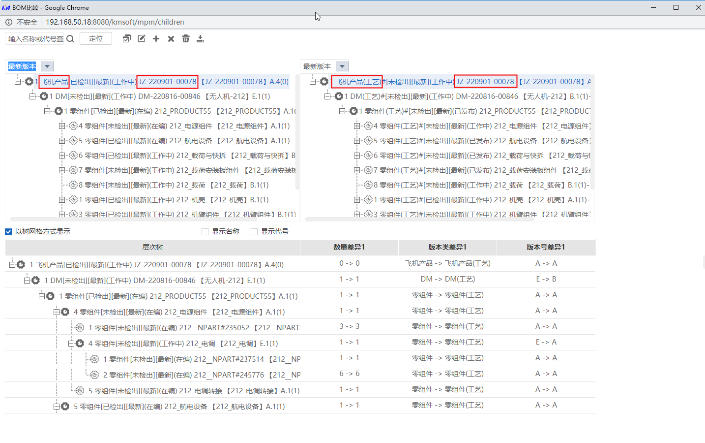 零件實例的上下游BOM視圖消耗式轉換